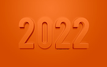 Orange 2022 3D background, 2022 New Year, Happy New Year 2022, Orange background, 2022 concepts, 2022 background, 2022 3D art, New 2022 Year HD wallpaper