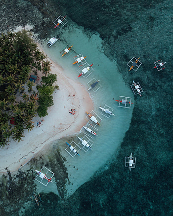 Beach, boats, aerial view HD phone wallpaper