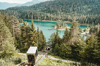 Landscape, Nature, Mountains, Lake, Forest, Funicular HD wallpaper