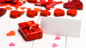 Red Heart Star Shapes Love Gift Box Valentine's Day White Background Valentine's Day HD wallpaper
