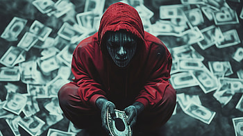 Wage Slave: Ultra of a Haunting Figure, man, money, mask, hooded figure HD wallpaper