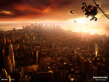Hellicopter over the city, videogame, city-choppers, fight, war, hellicopters, adventure, action, attack, game, prototype HD wallpaper