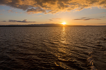 Nature, Sunset, Sky, Sea, Sun, Glare HD wallpaper