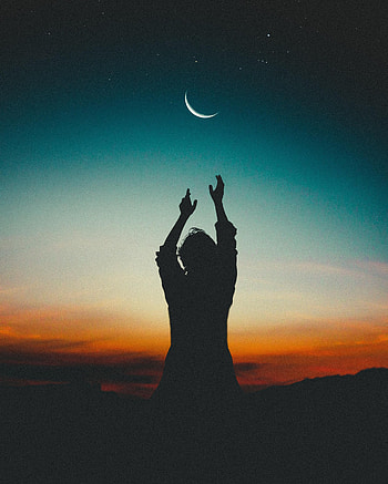 Sky, Night, Moon, Dark, Silhouette, Human, Person HD phone wallpaper
