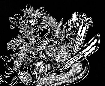 DRAGON, white, black, abstract HD wallpaper