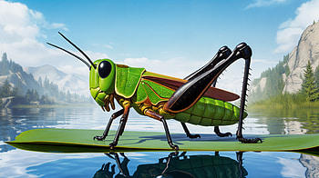 Vibrant Grasshopper in Ultra, grasshopper, insect, lake, cartoon, nature HD wallpaper