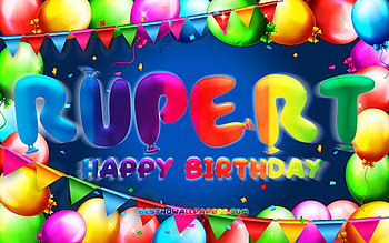 Happy Birtay Rupert, , colorful balloon frame, Rupert name, blue background, Rupert Happy Birtay, Rupert Birtay, popular german male names, Birtay concept, Rupert HD wallpaper