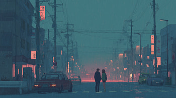 Retro Anime Couple in Rain -, retro anime, rain, anime couple HD wallpaper