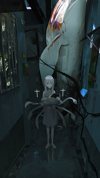 Ethereal White-Haired Anime Girl , white hair, Anime, girl, anime girl HD phone wallpaper