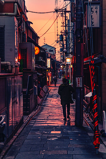 Cities, People, Signs, City, Building, Wires, Wire, Lane, Signboards HD phone wallpaper