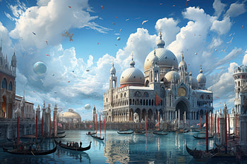 Fantasy Venice, baroque, Venice, artistic, oil painting HD wallpaper