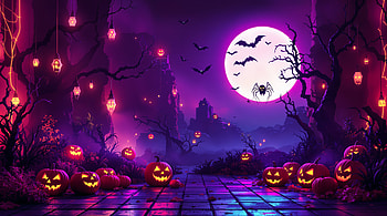 Pumpkin Moonlight — Halloween, Jack-o'-lantern, Full Moon, Bat HD wallpaper