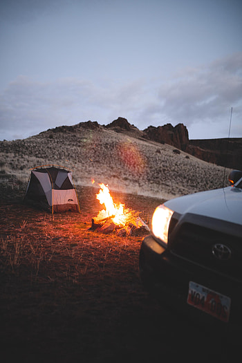 Nature, Bonfire, Car, Machine, Hill, Tent HD phone wallpaper