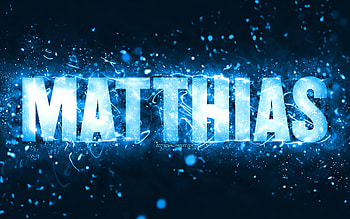 Happy Birtay Matthias, , blue neon lights, Matthias name, creative, Matthias Happy Birtay, Matthias Birtay, popular american male names, with Matthias name, Matthias HD wallpaper