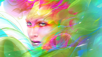 Fantasy girl, colorful, frumusete, art, gorgeous, neville dsouza, girl, superb, pink, fantasy, green, yellow, face HD wallpaper
