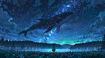 Northern Lights Whale Aurora Whale, northern-lights, whale, aurora, artist, artwork, art, digital-art, pixiv HD wallpaper
