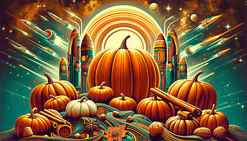 Fantasy Pumpkin Spaceport, pumpkin spice, pumpkin, space, Sci Fi, Autumn HD wallpaper