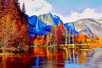 Mountain, Fall, , Lake, Pond, Tree HD wallpaper