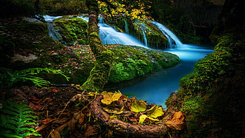 Autumn Waterfalls in Spain, leaves, fall, river, colors, trees, rocks HD wallpaper