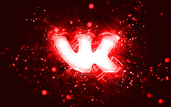 VKontakte red logo, , red neon lights, creative, red abstract background, VKontakte logo, social network, VKontakte HD wallpaper