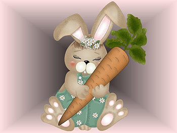 Bunny Holding Carrot, animal, bunny, carrot, cartoon HD wallpaper
