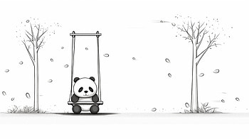 Panda on Swing Minimalist, panda, bear HD wallpaper