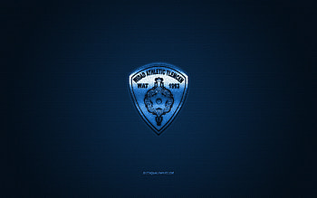 WA Tlemcen, Algerian football club, blue logo, blue carbon fiber background, Ligue Professionnelle 1, football, Tlemcen, Algeria, WA Tlemcen logo HD wallpaper