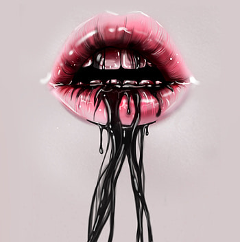 Art, Dark, Paint, Liquid, Teeth, Lips HD phone wallpaper