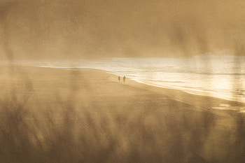Sea, Beach, Coast, Miscellanea, Miscellaneous, Silhouettes, Blur, Smooth HD wallpaper