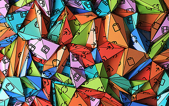 colorful pyramids, , creative, material design, geometric art, triangles, background with pyramids, triangles patterns, geometric shapes, pyramids HD wallpaper