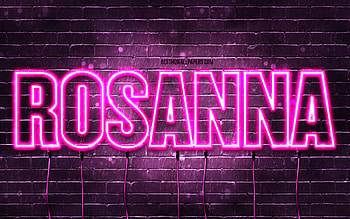 Rosanna, , with names, female names, Rosanna name, purple neon lights, Rosanna Birtay, Happy Birtay Rosanna, popular italian female names, with Rosanna name HD wallpaper