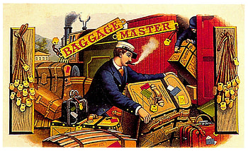 Baggage Master, baggage, man, other, train, people, cigar box, folk art HD wallpaper