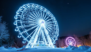 Mesmerizing Ferris Wheel: Ultra, ferris wheel, night, light, amusement park, winter, winter night HD wallpaper