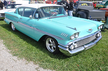 1958 Chevy, torquise, classic, chevy, clean HD wallpaper