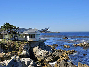 Seaview, rocks, ocean, house HD wallpaper