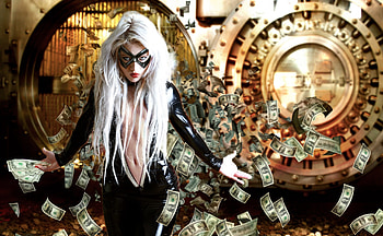 Catwoman, white, mask, cosplay, girl, money, hair, woman, model HD wallpaper