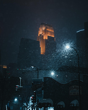 Cities, Night, Snow, City, Building, Lights, Lanterns, Street HD phone wallpaper