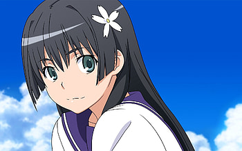 Anime, Flower, Smile, Girl, Brunette HD wallpaper
