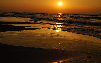 Nature, Sunset, Sea, Sun, Waves, Ocean, Gurgling, Murmur, Disk, Calmness, Tranquillity HD wallpaper