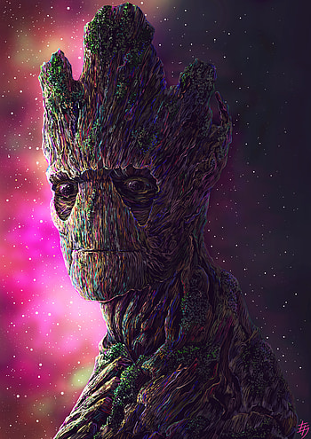 Groot Digital Art , groot, artwork, artist, behance, superheroes, movies HD phone wallpaper