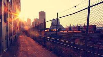 Cities, Sunset, City, Railway HD wallpaper