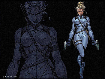 blue, stark, gun, woman HD wallpaper