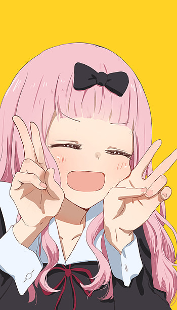 Kaguya sama love is war, anime girls pink hair, smiling chika fujiwara HD phone wallpaper
