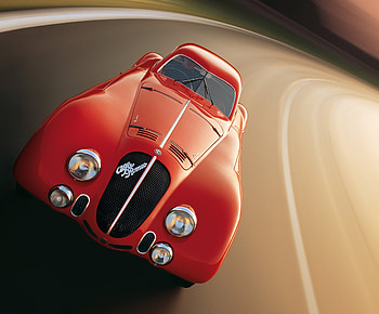 Red car, Alfa Romeo 8C 2900B LE Mans, on-road HD wallpaper