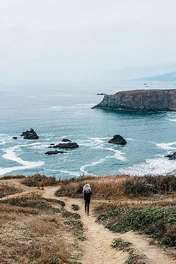 Nature, Stones, Sea, Rocks, Shore, Bank, Journey, Girl, Stroll HD phone wallpaper