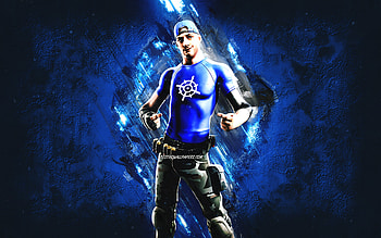 Fortnite Branded Brawler Skin, Fortnite, main characters, blue stone background, Branded Brawler, Fortnite skins, Branded Brawler Skin, Branded Brawler Fortnite, Fortnite characters HD wallpaper
