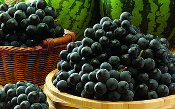 Food, Grapes, Watermelons, Berry, Basket HD wallpaper