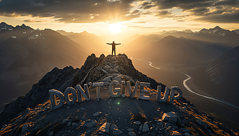 Summit of Resolve — Ultra : Don't Give Up, motivational, mountain, sunrise, Hiker HD wallpaper