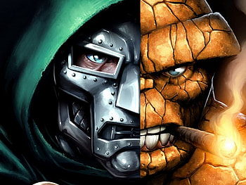 Doom & The Thing, doom, fantastic four, comic, the thing HD wallpaper