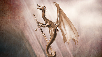 Dragon With Sword , dragon, sword, artist, artwork, digital-art, deviantart HD wallpaper